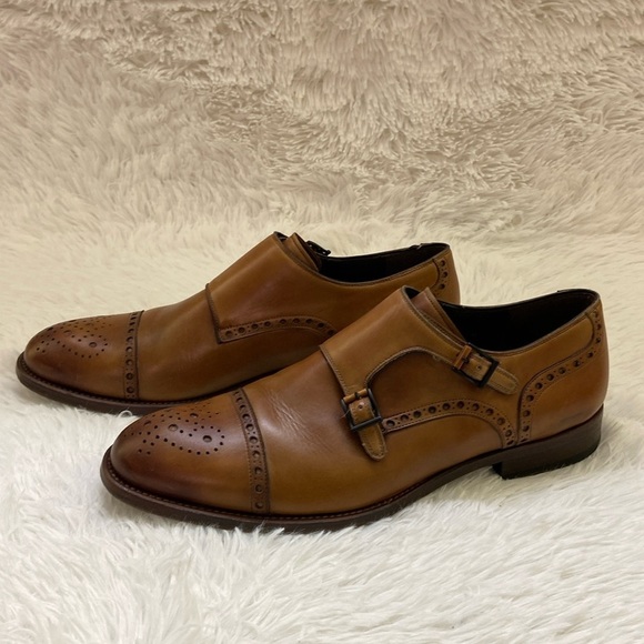 Magnanni , Men’s,Tan Leather Dress Shoes With Buckle At The Side.Size11
